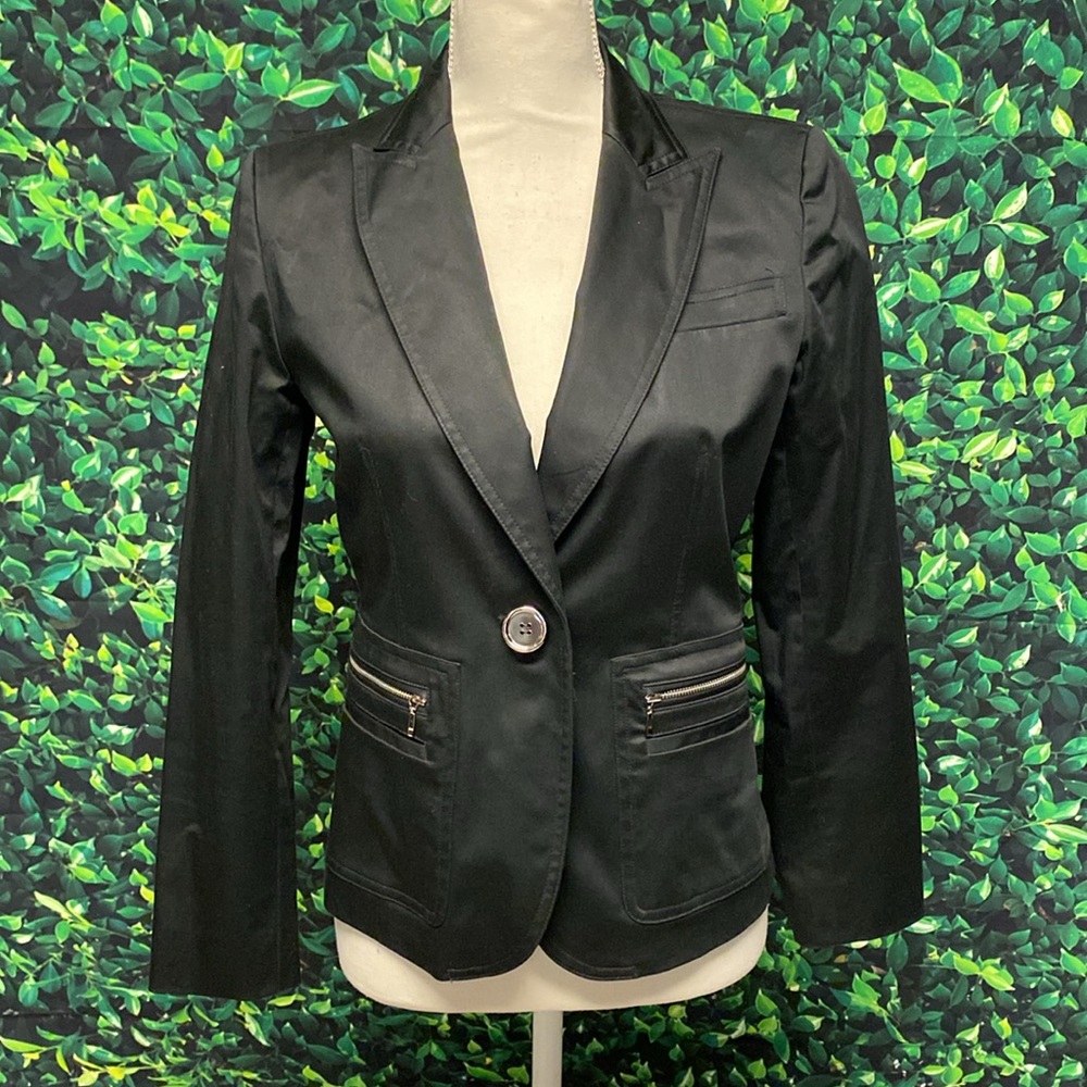 Context Women’s Single Button Black Stretch Blazer Size 6P